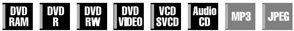 DVD RAM DVD R DVD RW DVD VIDEO VCD SVCD Audio CD MP3 JPEG