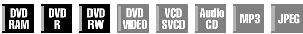 DVD RAM DVD R DVD RW DVD VIDEO VCD SVCD Audio CD MP3 JPEG