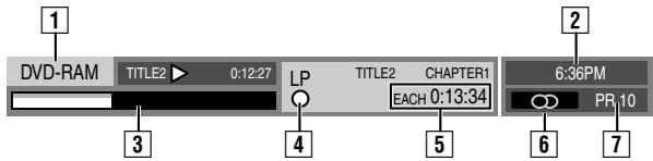 DVD-RAM TITLE2 ▶ 0:12:27 LP TITLE2 CHAPTER1 EACH 0:13:34 6:36PM PR 10 1 2 3 4 5 6 7