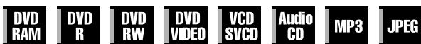 DVD RAM DVD R DVD RW DVD VIDEO VCD SVCD Audio CD MP3 JPEG