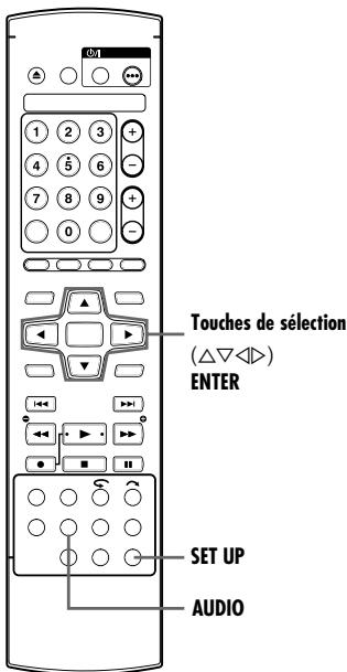 Touches de sélection (△▽◀◀) ENTER SET UP AUDIO