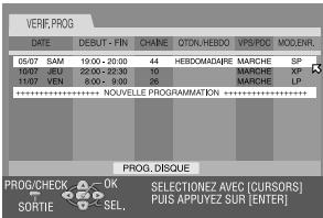 VERIF PROG DATE DEBUT - FIN CHAINÉ OTON-HEBOO VPS/PDC MOD.ENR. 05/07 SAM 19:00 - 20:00 44 HEBOMADARE MARCHE SP 10/07 EU 22:00 - 22:30 10 MARCHE XP 11/07 VEN 8:00 - 9:00 36 MARCHE LP *************** NOUVELLE PROGRAMMATION ********** PROG. DISQUE PROG/CHECK OK SELECTIONEZ AVEC [CURSORS] SORTIE SEL. PUIS APPUVEZ SUR.[ENTER]