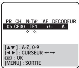 JVC HR-DVS1MS - SELECTIONNER LES CARACTERES DU NOM DE CHAIN - 1