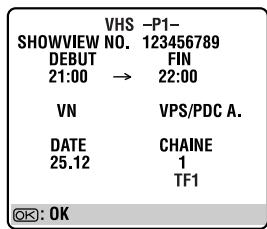 JVC HR-DVS3MS - Vérifier les données du programme. - 1