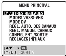 JVC HR-DVS3MS - Acceder à l'écran "AUTRES REGLAGES". - 1