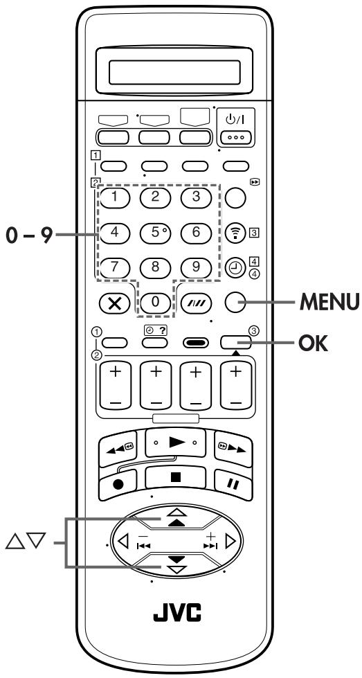 0 - 9 MENU OK JVC