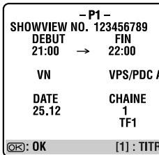 JVC HR-S9850MS - Accéder à l'écran du programme showview. - 1