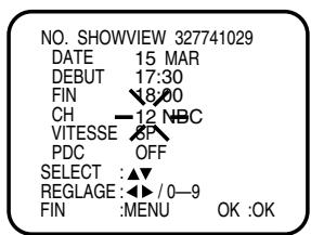 JVC HR-XV1MS - Pressez OK. la date que vous avez entrée apparait sur l'écran à côté du code showview. - 2