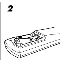 JVC QP-D5AL - Mise en place des piles dans la télécommande - 2
