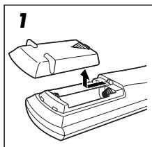 JVC QP-D5AL - Mise en place des piles dans la télécommande - 1