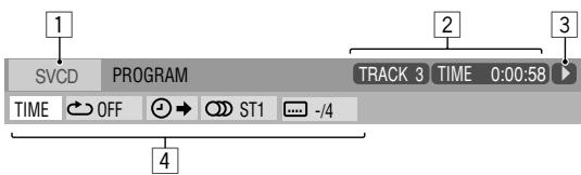 1 SVCD PROGRAM TRACK 3 TIME 0:00:58 TIME OFF ST1 -/4 2 3 4