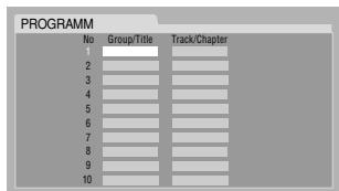 PROGRAMM No Group/Title Track/Chapter 1 2 3 4 5 6 7 8 9 10