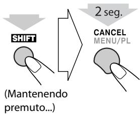 SHIFT 2 seg. CANCEL MENU/PL (Mantenendo premuto...)