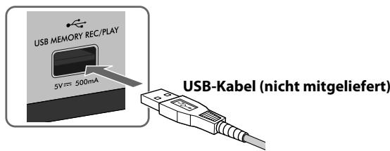 USB MEMORY REC/PLAY 5V== 500mA USB-Kabel (nicht mitgeliefert)