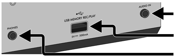 USB MEMORY REC/PLAY 5V= 500mA PHONES AUDIO IN