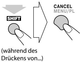 SHIFT (während des Drückens von...) CANCEL MENU/PL