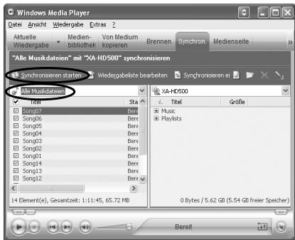 JVC XA-HD500S - Übertragen von Dateien im Windows Media Player 10 - 4