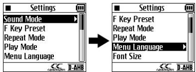 JVC XA-HD500S - Appuyez sur les touches de curseur ( /  /  / ) pour désir (mettre en valeur) "settings", puis appuyez sur ENTER. - 2