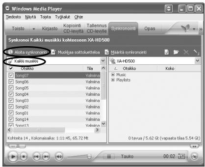 JVC XA-HD500S - Tiedostojen siirtäminen Windows Media Player 10 - ohjelmassa - 4