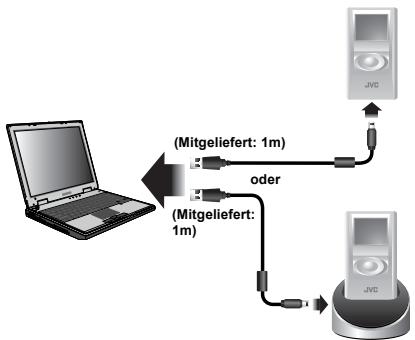 JVC XA-HD500S - Schlieben Sie den XA-HD500 an ihren PC an (entweder direkt oder über die Halterung). - 1
