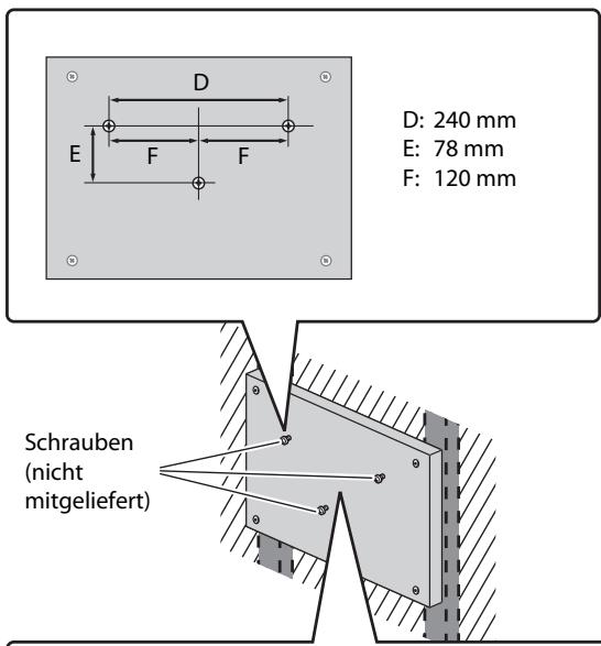 JVC NX-T5 - Bringen Sie drei Schrauben (nicht mitgeliefert) an dem Brett an, das an der Wand angebracht war. - 1