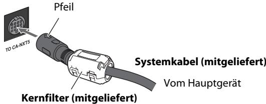 Pfeil TO CA-NXTS Systemkabel (mitgeliefert) Vom Hauptgerät Kernfilter (mitgeliefert)