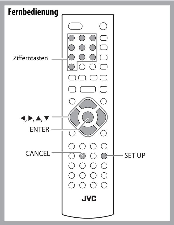 Fernbedienung Zifferntasten ENTER CANCEL SET UP JVC