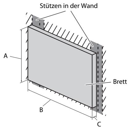 Stützen in der Wand A B C Brett