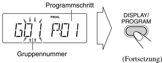 Programmschritt PROG. 6011 P:01 Gruppennummer DISPLAY/ PROGRAM (Fortsetzung)