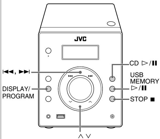 JVC CD ▷/Ⅱ USB MEMORY ▽/Ⅱ STOP ■ DISPLAY/ PROGRAM ^V