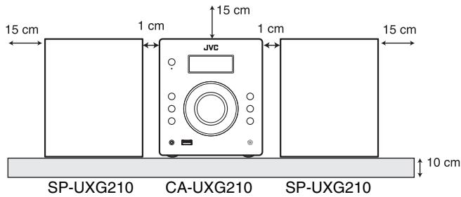 15 cm 1 cm JVC 1 cm 15 cm 15 cm SP-UXG210 CA-UXG210 SP-UXG210 10 cm