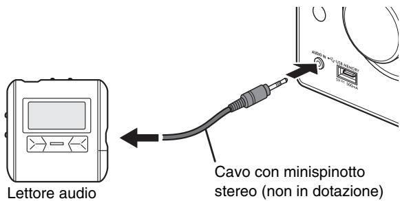 Lettore audio Cavo con minispinotto stereo (non in dotazione)