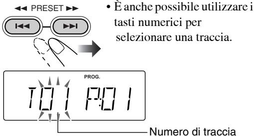 PRESET E anche possibile utilizzare i tasti numerici per selezionare una traccia. PROG. 10:1 9:01 Numero di traccia