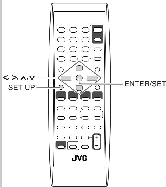 , >, ∧, V SET UP ENTER/SET JVC