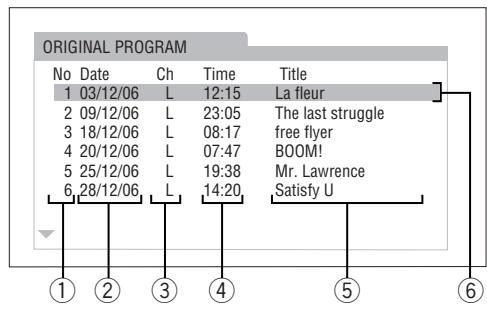 ORIGINAL PROGRAM No Date Ch Time Title 1 03/12/06 L 12:15 La fleur 2 09/12/06 L 23:05 The last struggle 3 18/12/06 L 08:17 free flyer 4 20/12/06 L 07:47 BOOM! 5 25/12/06 L 19:38 Mr. Lawrence 6 28/12/06 L 14:20 Satisfy U ① ② ③ ④ ⑤ ⑥