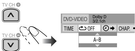 TV CH + DVD-VIDEO Dolby D 3/2.1ch TIME OFF CHAP. A-B