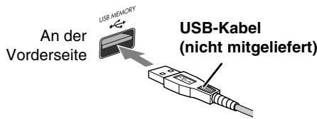 An der Vorderseite USB MEMORY USB-Kabel (nicht mitgeliefert)