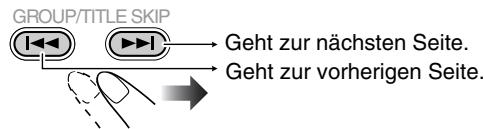 GROUP/TITLE SKIP → Geht zur nächsten Seite. → Geht zur vorherigen Seite.