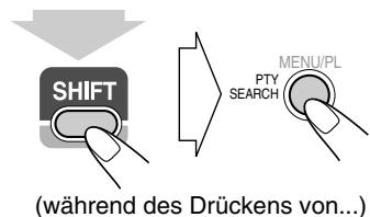 SHIFT (während des Drückens von...) MENU/PL PTY SEARCH