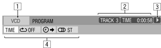 1 VCD PROGRAM TIME OFF ST 2 TRACK 3 | TIME 0:00:58 3 4