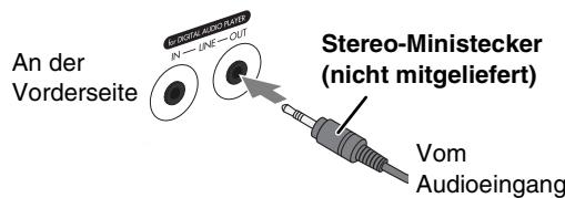 An der Vorderseite Stereo-Ministecker (nicht mitgeliefert) Vom Audioeingang