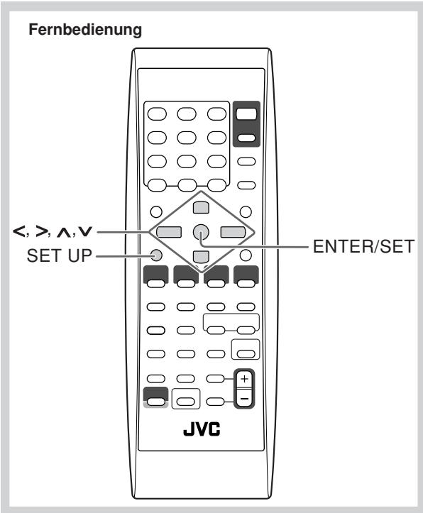 Fernbedienung <, >, ∧, ∨ SET UP ENTER/SET JVC