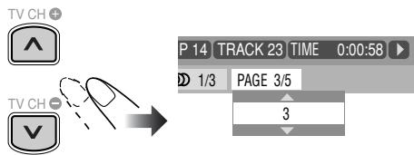 TV CH + ↑ → P 14 TRACK 23 TIME 0:00:58 ▶ D 1/3 PAGE 3/5 3