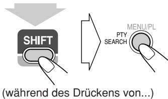 SHIFT (während des Drückens von...) MENU/PL PTY SEARCH