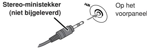 Stereo-ministekker (niet bijgeleverd) Aux Op het voorpaneel