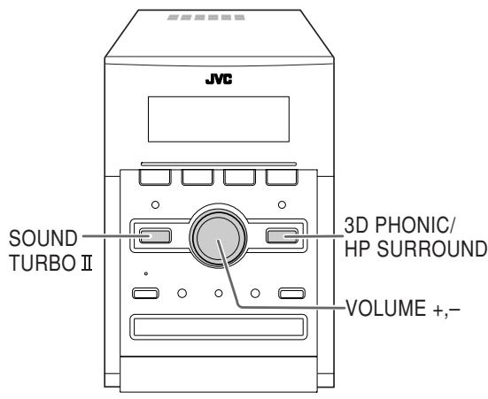 JVC SOUND TURBO II 3D PHONIC/ HP SURROUND VOLUME +,-