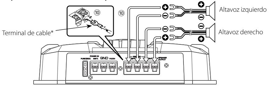 KENWOOD KAC-6202 - Conexión del cable de los altavoces - 1