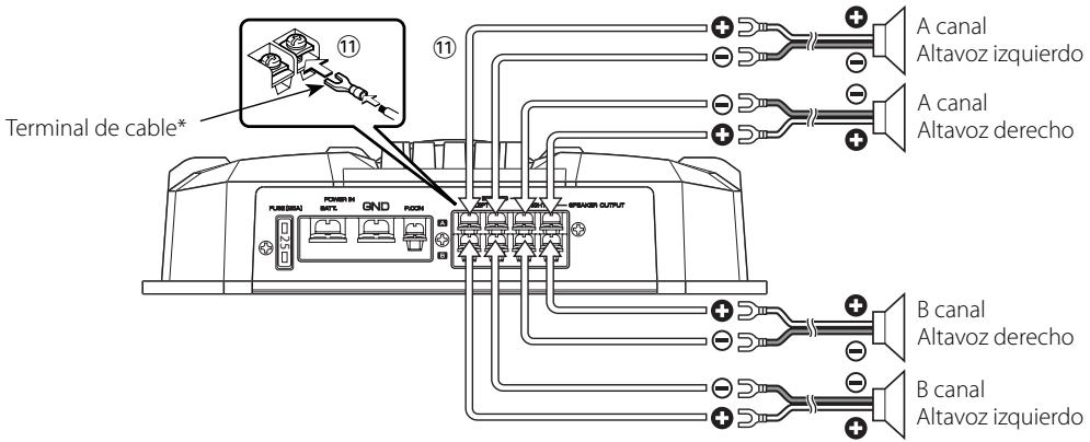 KENWOOD KAC-6402 - Conexión del cable de los altavoces - 1
