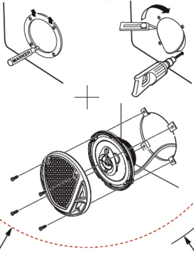 Technical diagram illustrating assembly of a mechanical device with labeled components and directional arrows