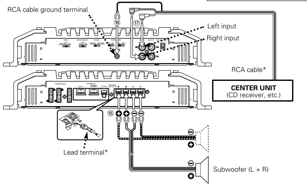 KENWOOD KAC-X810D - RCA cable and speaker wire connection - 1